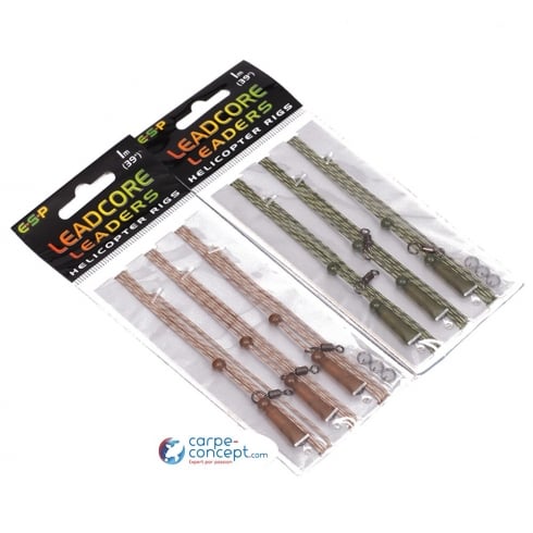 ESP Leadcore Leaders with leadclips for carp fishing