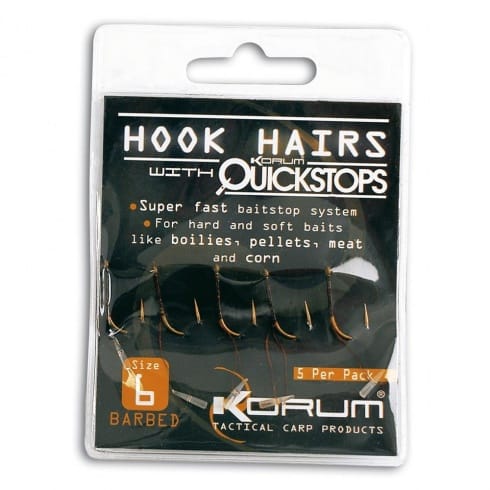Korum Barbed Hookhairs with Quickstops