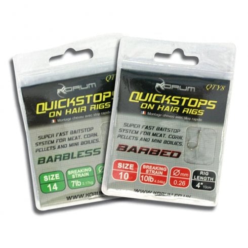 Korum Hair Rigs Barbed with Quickstops 4inch