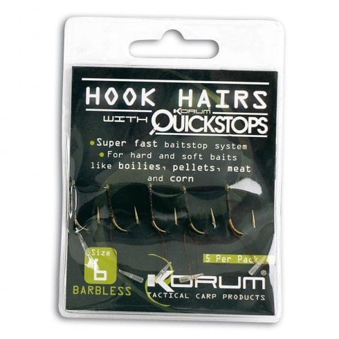 Korum Hookhairs with Quickstops barbless