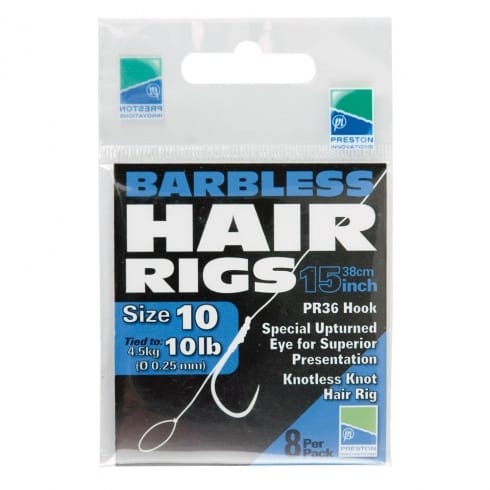 Preston Innovations Hooks PR 36 barbless hair rigs 15in