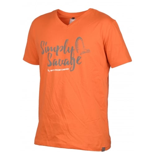 Savage Gear Simply Savage V-neck Tee Shirt Orange